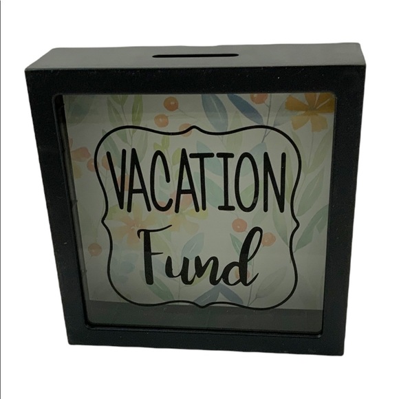 Piggy Bank Vacation Fund Novelty Bank Wood Square 5.75”X 5.75” - Picture 4 of 11